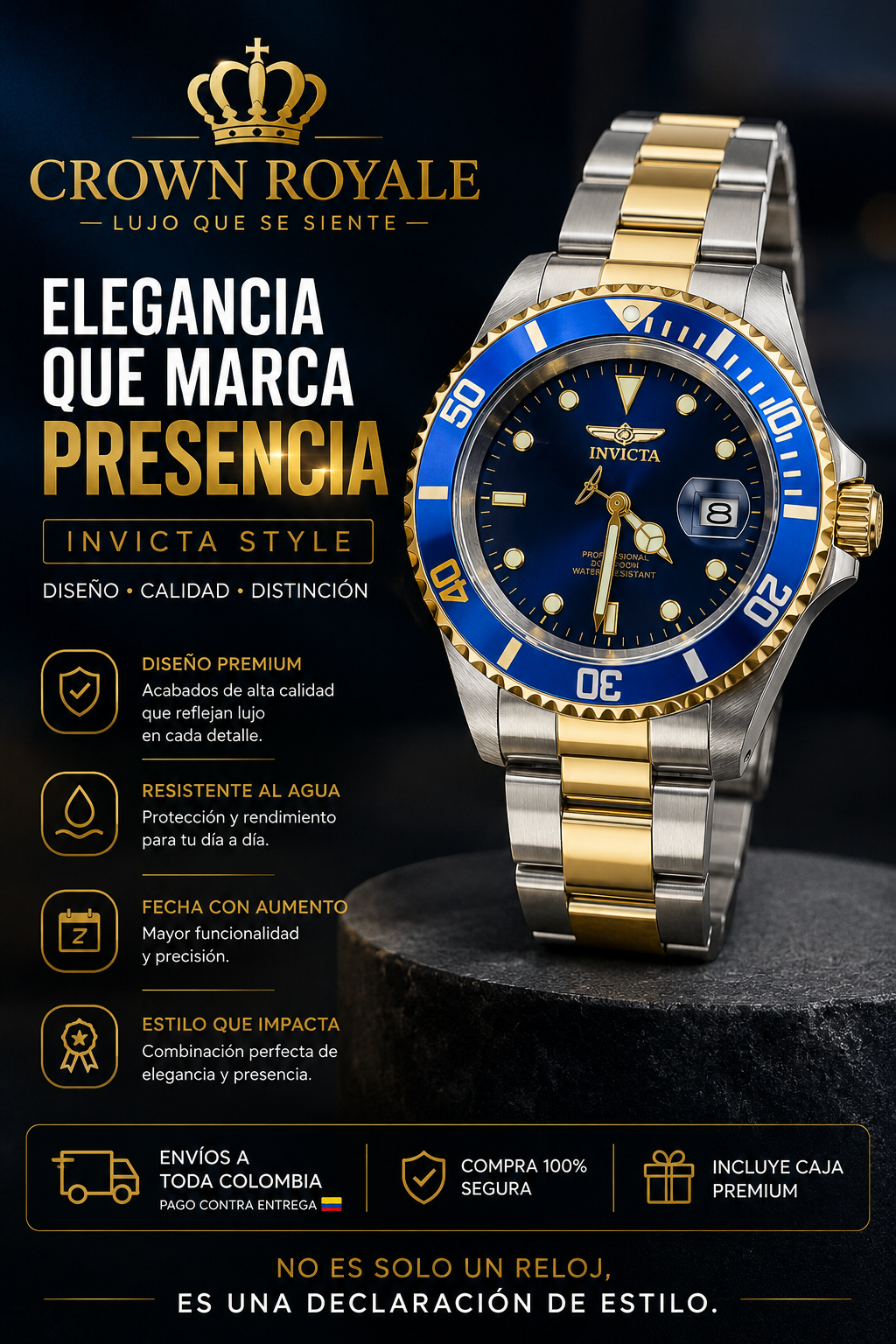 Invicta Pro Driver Blue Gold Edition